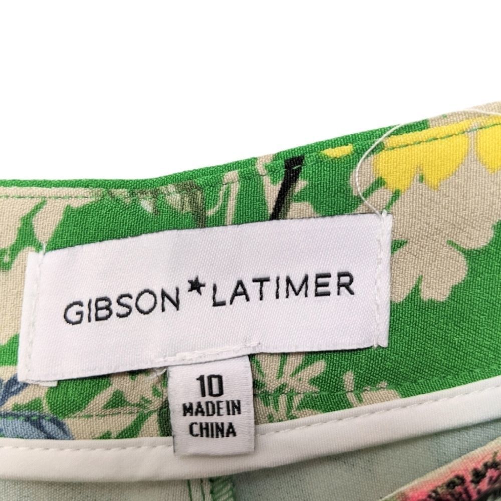 GIBSON LATIMER Green Floral Garden Dress Pants 10 - Picture 4 of 6